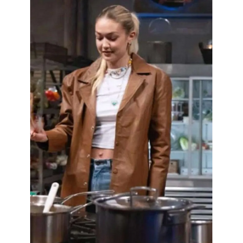 Gigi Hadid Beat Bobby Flay 2025 Brown Jacket